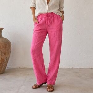 Villagallo 100% Linen Made in Spain Pink Trouser Pant Women's Sz 36 (U.S 4)‎ v1